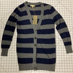 NWT Cecico Women’s Navy/Gray Small Long Cardigan